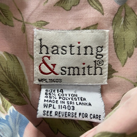 Hasting & Smith Vintage Button Up Shirt Dusty Pink Floral Short Sleeve Size 14 - Picture 3 of 13